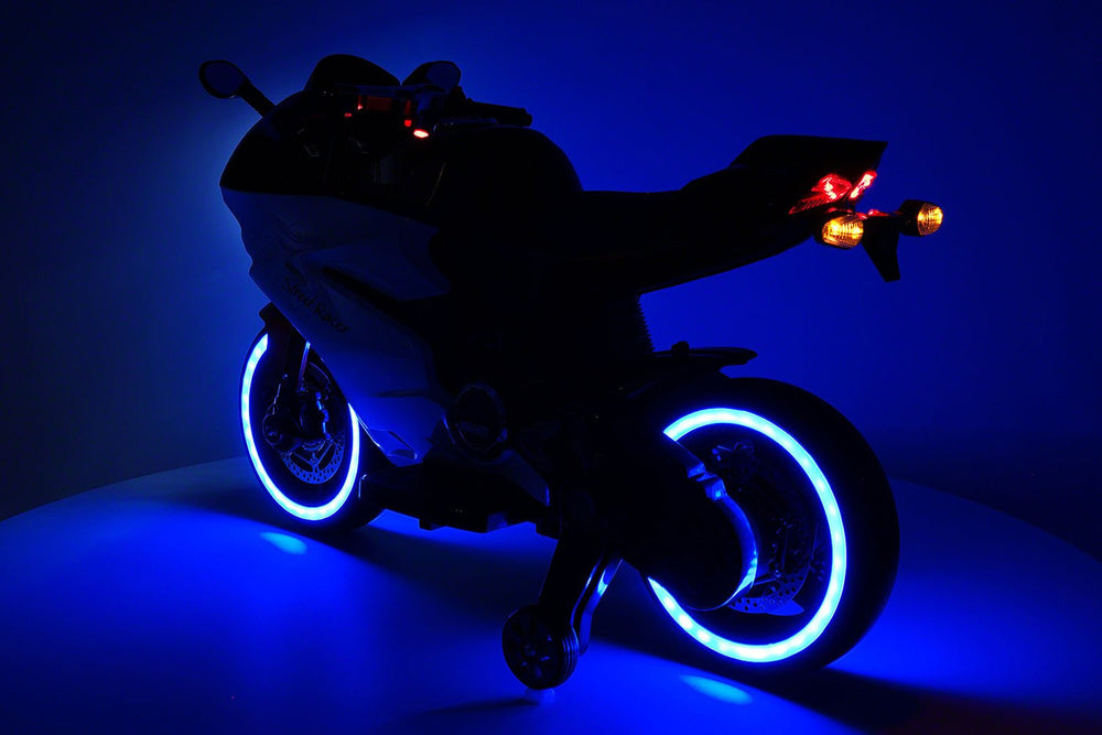 2021  RACING STYLE KIDS RIDE-ON MOTORCYCLE TOY FOR KIDS 12V POWERED | BLUE