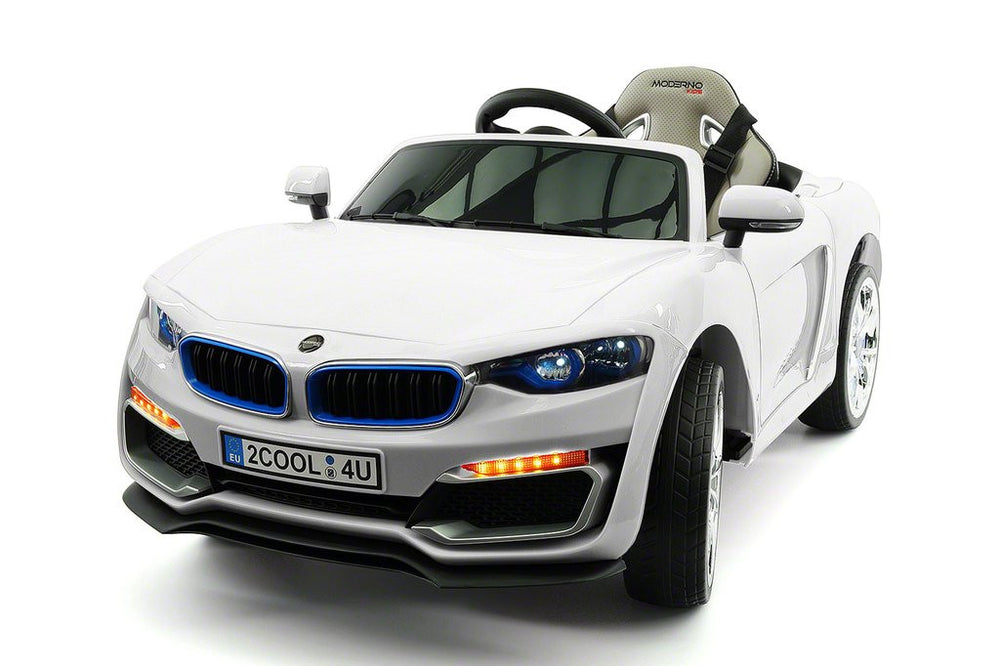 2021 BMW Racer Style Kids Electric Ride-On Car 12V Power Leather Seats Parental Remote|White
