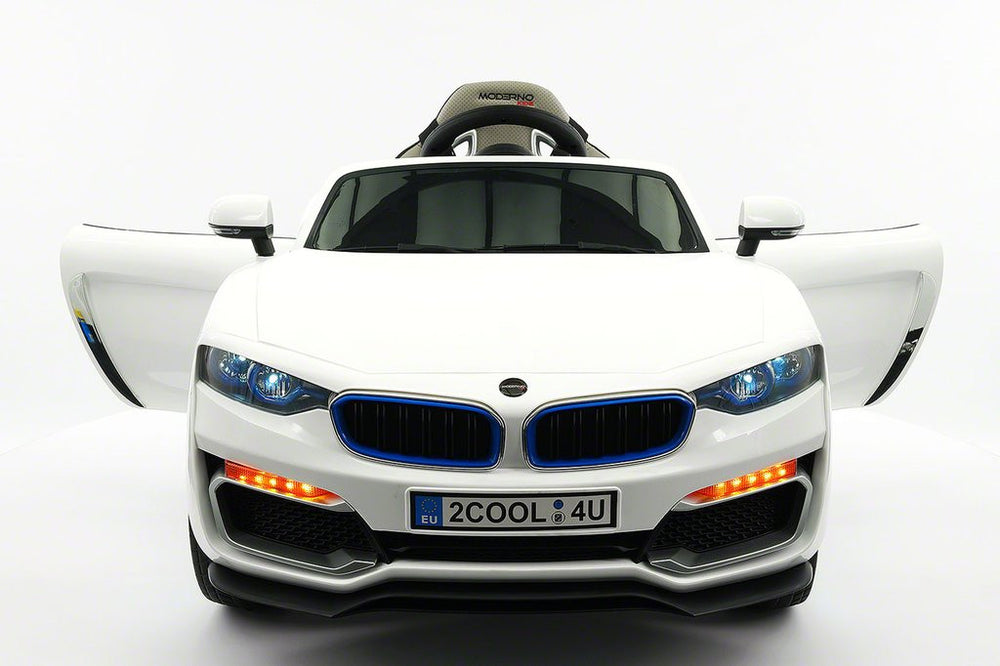 2021 BMW Racer Style Kids Electric Ride-On Car 12V Power Leather Seats Parental Remote|White