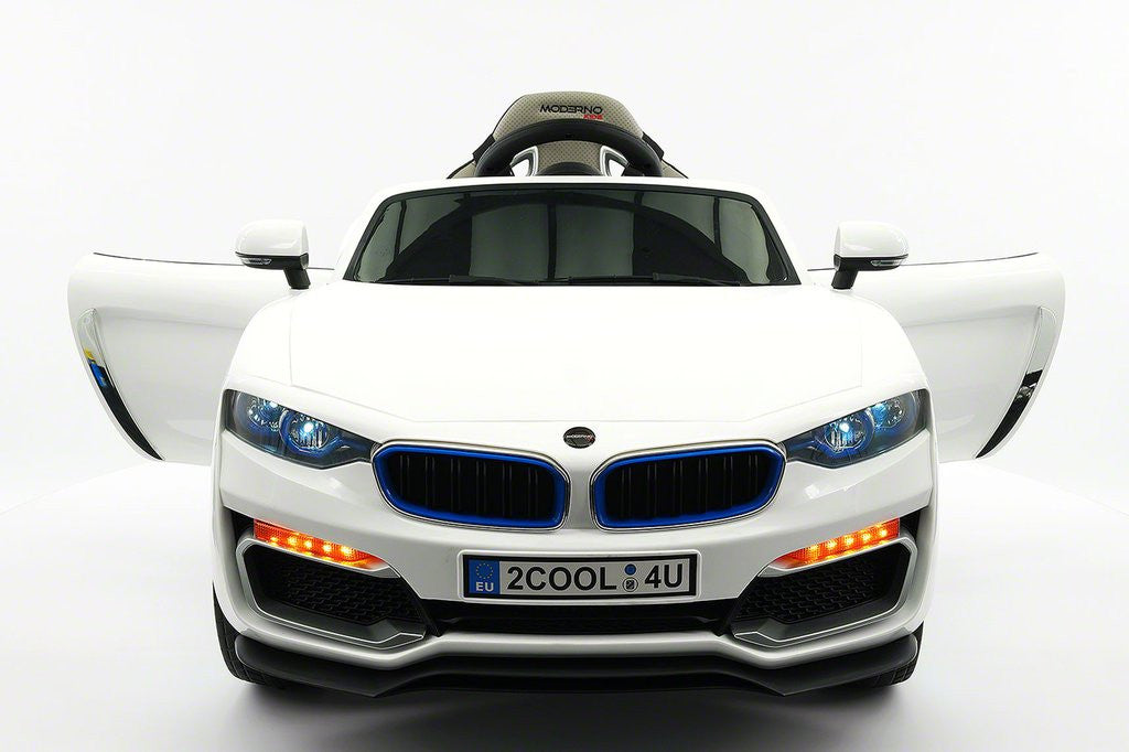 2021 BMW Racer Style Kids Electric Ride-On Car 12V Power Leather Seats Parental Remote|White