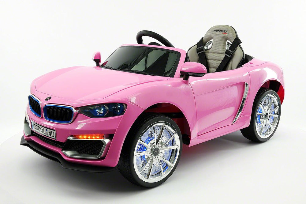 2021 BMW Racer Style Kids Electric Ride-On Car 12V Power Leather Seats Parental Remote | Pink