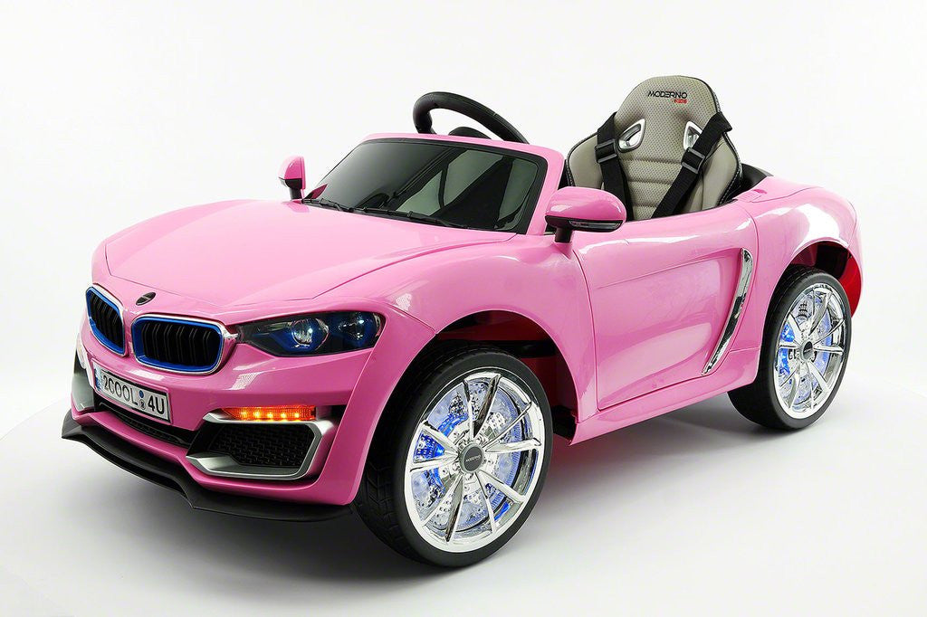 2021 BMW Racer Style Kids Electric Ride-On Car 12V Power Leather Seats Parental Remote | Pink