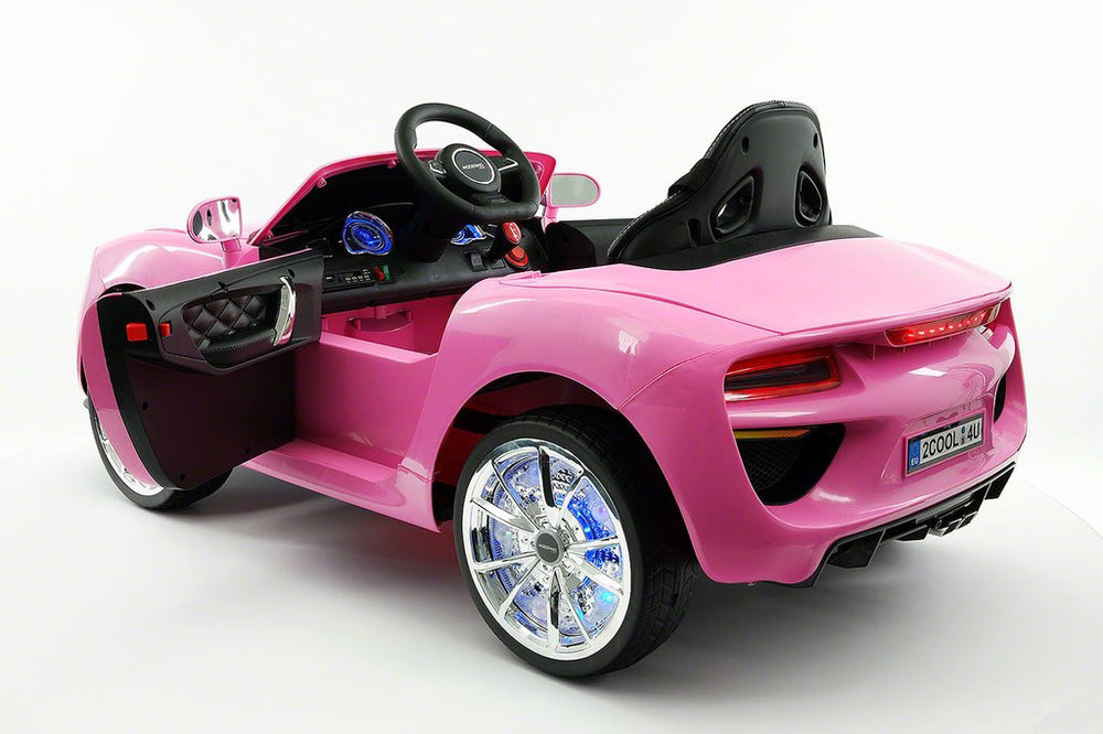 2021 BMW Racer Style Kids Electric Ride-On Car 12V Power Leather Seats Parental Remote | Pink