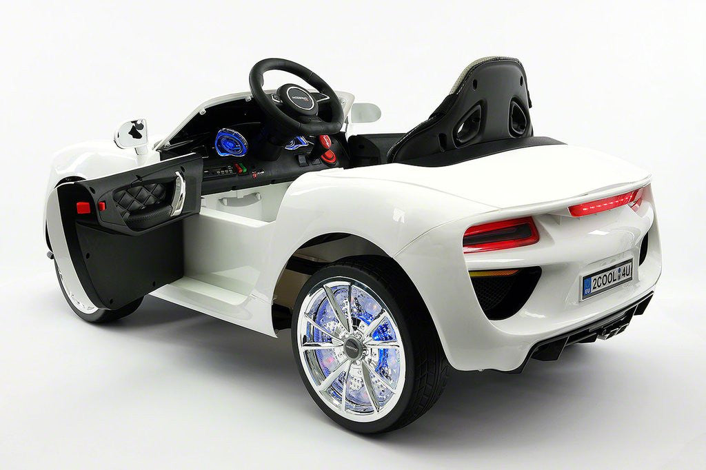 2021 BMW Racer Style Kids Electric Ride-On Car 12V Power Leather Seats Parental Remote|White