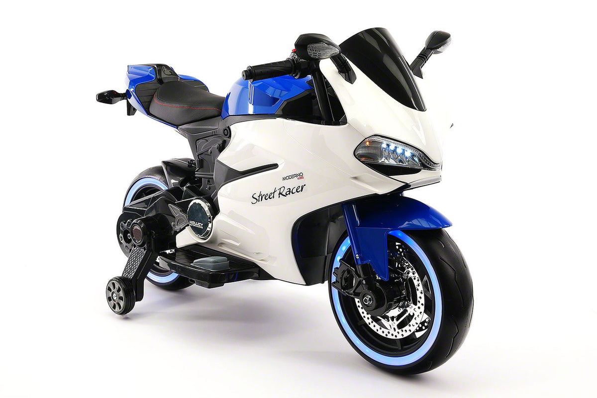 2021  RACING STYLE KIDS RIDE-ON MOTORCYCLE TOY FOR KIDS 12V POWERED | BLUE