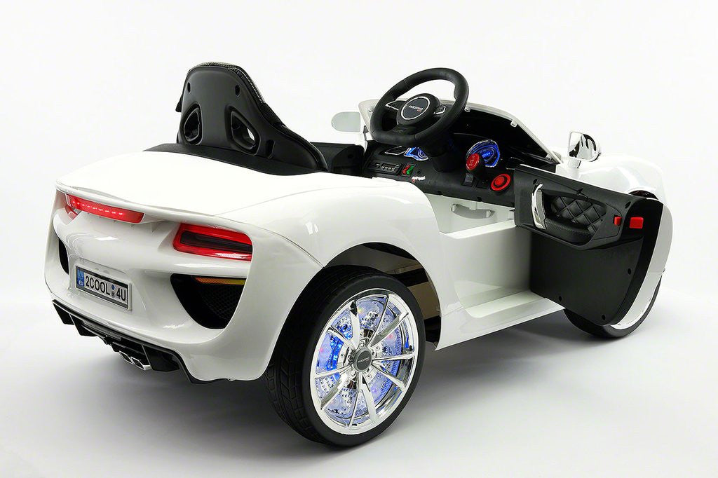 2021 BMW Racer Style Kids Electric Ride-On Car 12V Power Leather Seats Parental Remote|White
