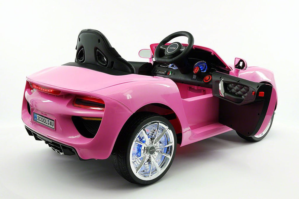 2021 BMW Racer Style Kids Electric Ride-On Car 12V Power Leather Seats Parental Remote | Pink