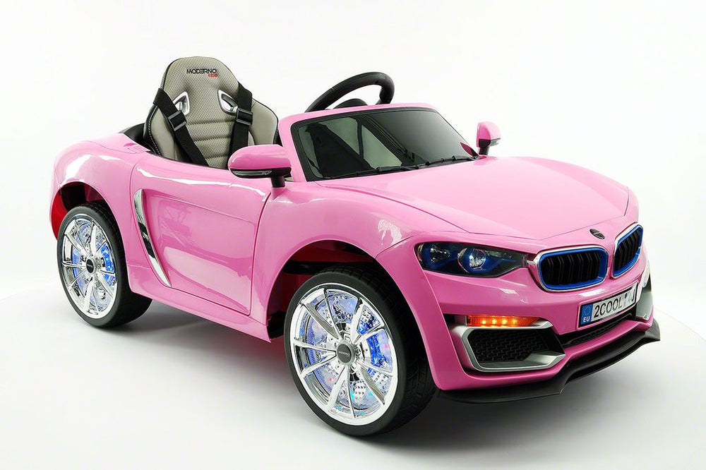 2021 BMW Racer Style Kids Electric Ride-On Car 12V Power Leather Seats Parental Remote | Pink
