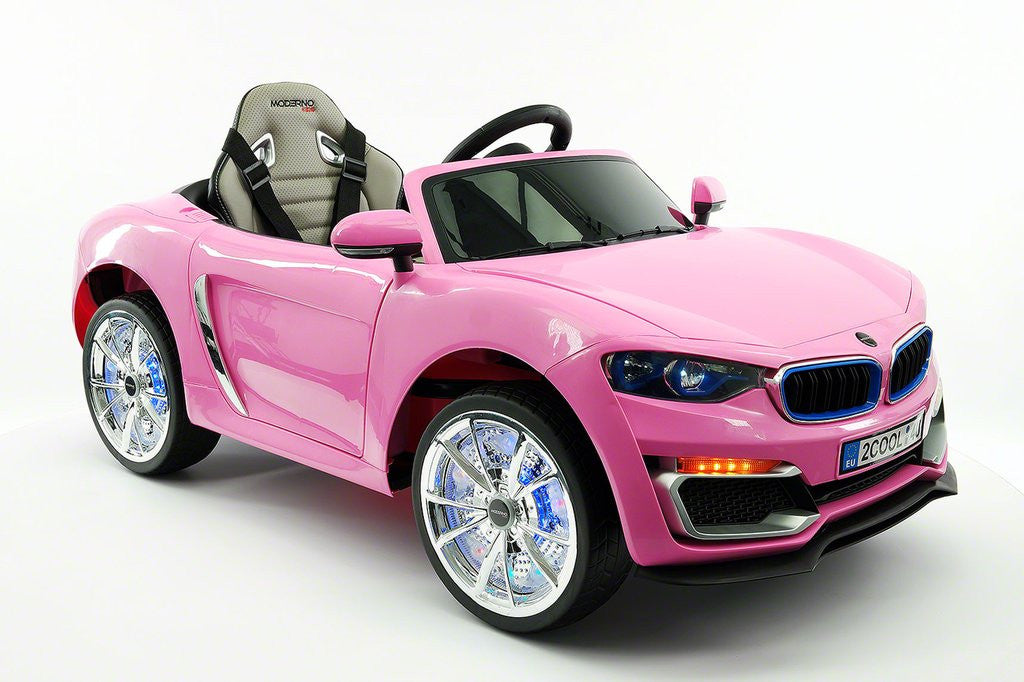 2021 BMW Racer Style Kids Electric Ride-On Car 12V Power Leather Seats Parental Remote | Pink