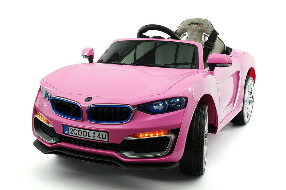 2021 BMW Racer Style Kids Electric Ride-On Car 12V Power Leather Seats Parental Remote | Pink