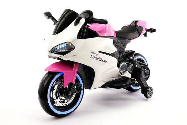 2021 RACING STYLE KIDS RIDE-ON MOTORCYCLE TOY FOR KIDS 12V POWERED | PINK