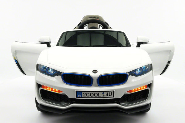 2021 BMW Racer Style Kids Electric Ride-On Car 12V Power Leather Seats Parental Remote|White