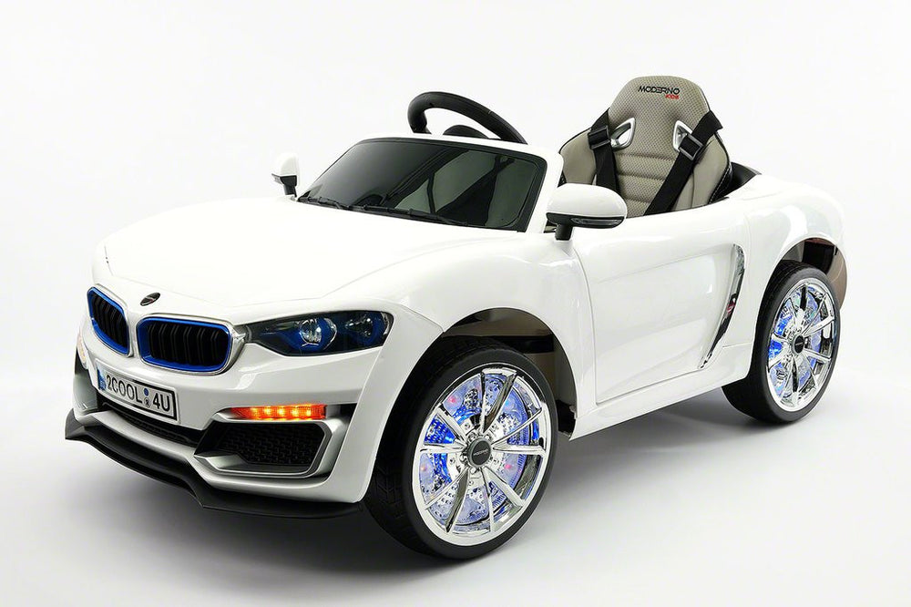 2021 BMW Racer Style Kids Electric Ride-On Car 12V Power Leather Seats Parental Remote|White